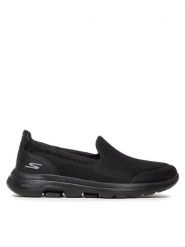 Skechers Półbuty Go Walk 5 15901/BBK Czarny. Czarne półbuty wsuwane Skechers, bez wzorów, z materiału, bez obcasa, na płaskiej podeszwie. Za 239.99 zł.