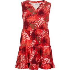Tunika z wiskozy z nadrukiem, bez rękawów. Zielone tuniki bonprix, bez wzorów, z wiskozy, bez kołnierzyka, bez ramiączek. Za 79.99 zł.