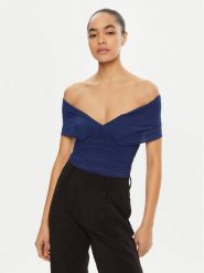 BARDOT Body 59757TB Granatowy Regular Fit. Niebieskie body i gorsety Bardot, bez wzorów, z syntetyku, bez ramiączek. Za 219.99 zł.