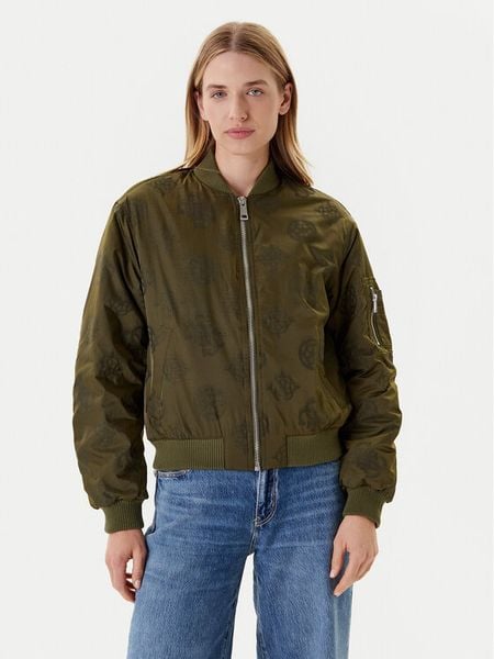 Guess Kurtka bomber W5YL08 WHDK2 Khaki Regular Fit. Brązowe kurtki Guess, xs, z aplikacjami, z syntetyku, bez kaptura. Za 449.99 zł.