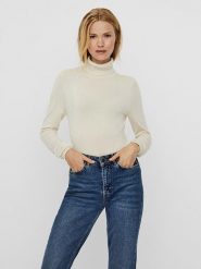Vero Moda Golf w kolorze kremowym rozmiar: M. Brązowe swetry Vero Moda, m, bez wzorów, bez ramiączek. Za 74.81 zł.