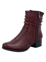 Rieker Skórzane botki w kolorze bordowym na obcasie rozmiar: 37. Czerwone botki Rieker, bez wzorów, eleganckie, bez obcasa, na obcasie, bez zapięcia. Za 224.95 zł.