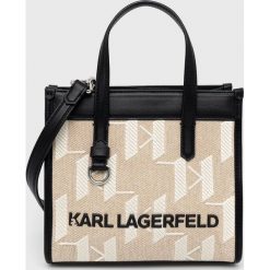 Karl Lagerfeld torebka kolor beżowy. Brązowe listonoszki KARL LAGERFELD, bez wzorów, na ramię, bez dodatków. Za 949.99 zł.
