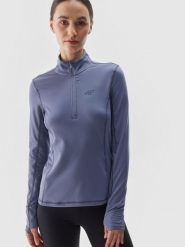 4F Bielizna termiczna drapana (góra) damska - granatowa M. Niebieskia bielizna termoaktywna damska 4f, bez wzorów, z dzianiny, bez ramiączek. W wyprzedaży za 99.99 zł.