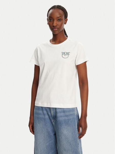 PINKO T-Shirt Nambrone 103320 A2G7 Biały Regular Fit. Białe t-shirty Pinko, l, bez wzorów, z bawełny, bez kołnierzyka, bez ramiączek. Za 349.99 zł.