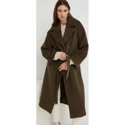 Answear Lab płaszcz wełniany kolor zielony przejściowy. Zielone płaszcze Answear Lab, l, bez wzorów, z wełny, klasyczne, bez kaptura. Za 489.99 zł.