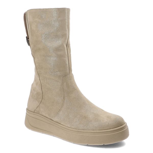 Beżowe Botki Armodo Bardzo Ciepłe Obuwie Damskie. Brązowe botki Armodo, bez wzorów, eleganckie, przed kolano, bez obcasa, bez zapięcia. Za 309.00 zł.