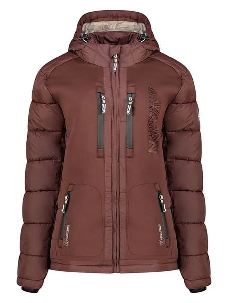 Geographical Norway Kurtka zimowa "Beachwood" w kolorze brązowym rozmiar: M. Brązowe kurtki Geographical Norway, na zimę, m, z aplikacjami, z puchu, bez kaptura. Za 415.31 zł.