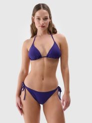 4F Dół od bikini damski - fioletowy L. Fioletowe bikini 4f, bez wzorów, z elastanu, wakacyjne. W wyprzedaży za 29.99 zł.