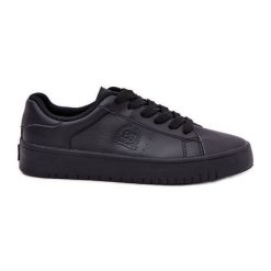 Niskie Trampki Damskie Z Eko Skóry Big Star NN274576 Czarne. Czarne trampki bez wzorów, z gumy, retro, bez zapięcia. Za 221.62 zł.