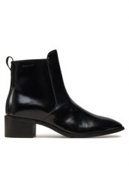 Gant Botki Broomly 29541790 Czarny. Czarne botki Gant, bez wzorów, z lakierowanej skóry, bez obcasa, na słupku, bez zapięcia. Za 469.99 zł.