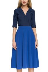 Elegancka spódnica rozkloszowana midi niebieska. Niebieskie spódnice Sukienki.shop, do pracy, l, bez wzorów, biznesowe, midi, rozkloszowane. Za 89.00 zł.
