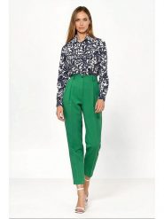 Nife Spodnie w kolorze zielonym rozmiar: 40. Zielone spodnie materiałowe Nife, bez wzorów, z materiału, z podwyższonym stanem. Za 150.02 zł.