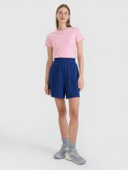4F Spodenki dresowe damskie - granatowe XXL. Niebieskie szorty 4f, bez wzorów, z bawełny, sportowe. Za 79.99 zł.