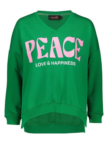 Miss goodlife Bluza "Peace Love & Happiness" w kolorze zielonym rozmiar: XL. Zielone bluzy miss goodlife, xl, bez wzorów, z bawełny, bez ramiączek, bez kaptura. Za 214.19 zł.