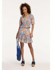 SHIWI Bluzka "Ilsa" w kolorze błękitno-brzoskwiniowym rozmiar: M. Niebieskie bluzki SHIWI, m, bez wzorów, bez kołnierzyka, bez ramiączek. Za 88.02 zł.