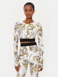 Versace Jeans Couture Bluzka 78HAH218 Biały Slim Fit. Białe bluzki Versace Jeans Couture, bez wzorów, z jeansu, bez kołnierzyka, bez ramiączek. Za 569.99 zł.
