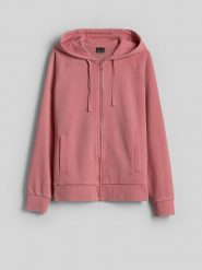 4F Bluza dresowa relaxed z kapturem damska - łososiowa M. Brązowe bluzy 4f, m, bez wzorów, z dresówki, bez ramiączek, z kapturem. Za 169.99 zł.