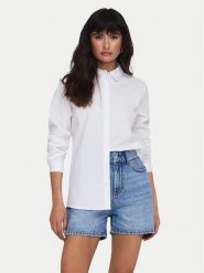 JDY Koszula Mio 15149877 Biały Regular Fit. Białe koszule JDY, bez wzorów, z bawełny, biznesowe, bez kołnierzyka, bez ramiączek. Za 99.99 zł.