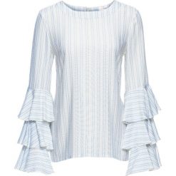 Bluzka z falbanami bonprix biel wełny - jasnoniebieski w paski. Bluzki marki Reserved. Za 54.99 zł.