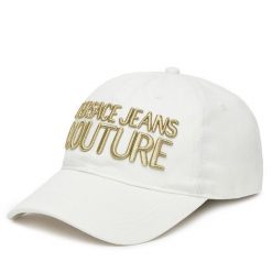 Czapka z daszkiem Versace Jeans Couture. Białe czapki z daszkiem Versace Jeans Couture, bez wzorów, z jeansu. Za 219.99 zł.