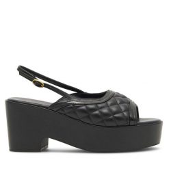 Sandały Badura. Czarne sandały Badura, bez wzorów, bez obcasa, na słupku, bez zapięcia. Za 179.99 zł.