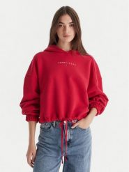 Tommy Jeans Bluza Bling Linear DW0DW21607 Czerwony Regular Fit. Czerwone bluzy Tommy Jeans, xxs, bez wzorów, z bawełny, bez ramiączek, bez kaptura. Za 469.99 zł.