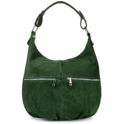 Zamszowa shopperka Vera Pelle c. zielona K51. Zielone torebki klasyczne bez wzorów, ze skóry, zamszowe, bez dodatków. Za 129.99 zł.