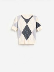Wełniany sweter w romby - wielobarwny. Swetry Reserved, l, bez wzorów, z wełny, bez ramiączek. Za 179.99 zł.