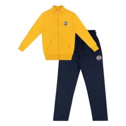 Bluza z zamek błyskawiczny na czas wolny. Niebieskie bluzy LEONE 1947 APPAREL, bez wzorów, z bawełny, sportowe, bez ramiączek, bez kaptura. W wyprzedaży za 136.83 zł.