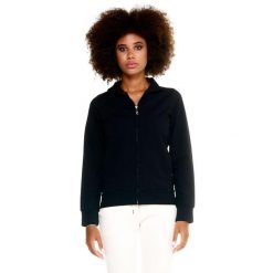 Damska bluza Leone Basic z zamkiem błyskawicznym na całej długości. Czarne bluzy LEONE 1947 APPAREL, l, bez wzorów, z tkaniny, sportowe, bez ramiączek, bez kaptura. W wyprzedaży za 167.70 zł.