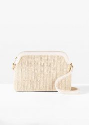 Torebka na ramię w optyce słomkowej. Brązowe torebki klasyczne bonprix, bez wzorów, eleganckie, na ramię, bez dodatków. Za 109.99 zł.