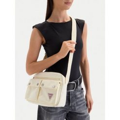 Torebka Guess Jeans. Listonoszki Guess Jeans, z aplikacjami, z jeansu, bez dodatków. Za 199.99 zł.