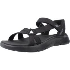 Sandały SKECHERS SLIP-INS GO WALK FLEX Czarny. Czarne sandały Skechers, bez wzorów, z tkaniny, bez obcasa, bez zapięcia. Za 248.99 zł.