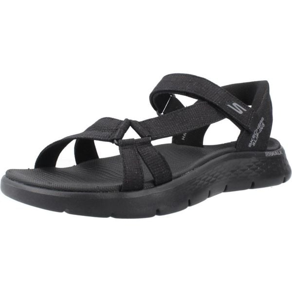 Sandały SKECHERS SLIP-INS GO WALK FLEX Czarny. Czarne sandały Skechers, bez wzorów, z tkaniny, bez obcasa, bez zapięcia. Za 248.99 zł.