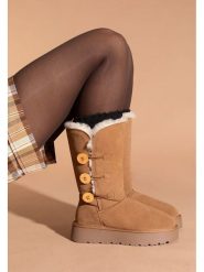 Gooce Skórzane kozaki zimowe "Cornice" w kolorze jasnobrązowym rozmiar: 37. Brązowe kozaki Gooce, na zimę, bez wzorów, ze skóry, eleganckie, bez obcasa, na platformie, bez zapięcia. Za 260.99 zł.