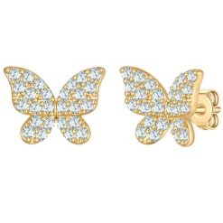 Yokoamii Kolczyki sztyfty motyl z pozlacanego mosiadzu z cyrkonia 1 ct Damski. Białe kolczyki Yokoamii, z cyrkonią, pozłacane. Za 129.99 zł.