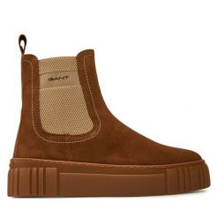 Sztyblety Gant. Brązowe botki Gant, bez wzorów, bez obcasa, na płaskiej podeszwie, bez zapięcia. Za 499.99 zł.