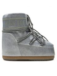 Moon Boot Śniegowce Icon Low Glitter 80D1409440 Srebrny. Szare śniegowce Moon Boot, bez wzorów, ze skóry, bez zapięcia. Za 839.99 zł.