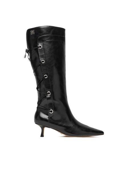 Steve Madden Kozaki Ballpark SM11005048 Czarny. Czarne kozaki Steve Madden, bez wzorów, ze skóry, bez obcasa, na szpilce, bez zapięcia. Za 729.99 zł.