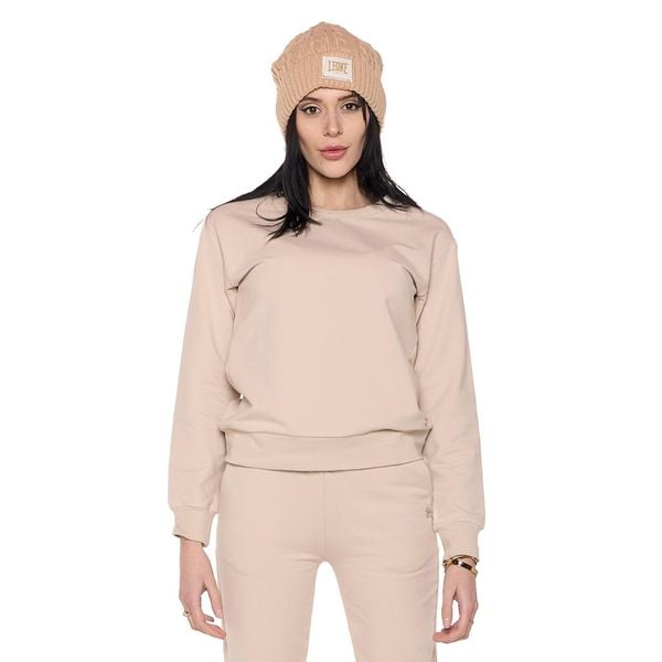 Bluza z bawełna z zamek błyskawiczny na co dzień. Brązowe bluzy LEONE 1947 APPAREL, bez wzorów, z bawełny, bez kaptura, na fitness i siłownię. W wyprzedaży za 136.83 zł.