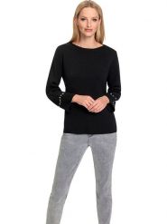 Heine Sweter w kolorze czarnym rozmiar: 38. Czarne swetry Heine, bez wzorów, ze splotem, bez ramiączek. Za 74.99 zł.