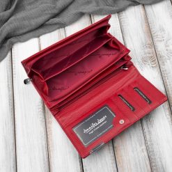 Portfel damski skórzany lakierowany czerwony z tłoczeniem croco SP-16-CRD. Czerwone portfele bez wzorów, z lakierowanej skóry. Za 60.27 zł.