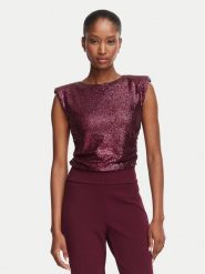 Rinascimento Body CFC0130361003 Bordowy Slim Fit. Czerwone body i gorsety Rinascimento, bez wzorów, z syntetyku, bez ramiączek. Za 524.99 zł.