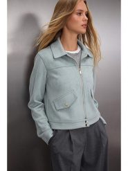 Trendyol Kurtka w kolorze błękitnym ze skóry syntetycznej rozmiar: XL. Niebieskie kurtki Trendyol, xl, bez wzorów, ze skóry, bez kaptura. Za 170.47 zł.