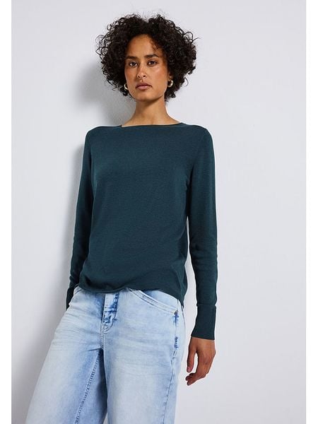 Street One Sweter w kolorze granatowym rozmiar: 40. Niebieskie swetry Street One, bez wzorów, z bawełny, street, bez ramiączek. Za 110.04 zł.