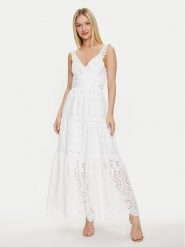 Guess Sukienka letnia Sl Palma Long W4GK46 WG571 Biały Regular Fit. Białe sukienki Guess, m, z aplikacjami, z bawełny, bez kołnierzyka, bez ramiączek. Za 1,339.00 zł.