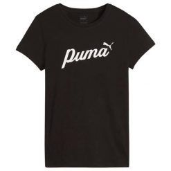T-shirt Damski ESS+Script. Czarne t-shirty Puma, s, bez wzorów, sportowe, bez kołnierzyka, bez ramiączek. Za 138.99 zł.