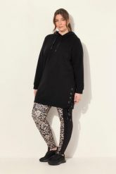 Damskie Długa bluza z kapturem tasiemka satynowa kaptur długi rękaw. Czarne bluzy Ulla Popken, plus size, bez wzorów, z bawełny, z kapturem. Za 279.99 zł.