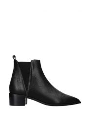 Loft37 Skórzane botki w kolorze czarnym rozmiar: 36. Czarne botki loft37, bez wzorów, ze skóry, eleganckie, bez obcasa, bez zapięcia. Za 368.96 zł.
